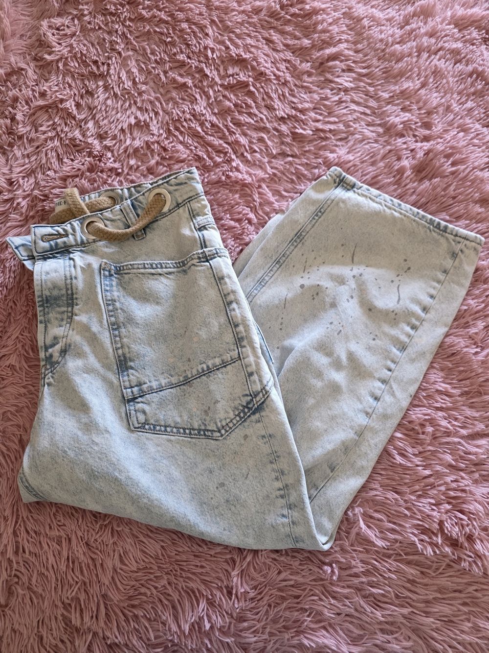 Free People Light Wash Cropped Jeans with Drawstring Moxie Jeans